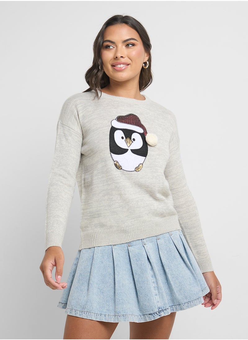 Ginger - Penguin Applique Sweater - Image 1