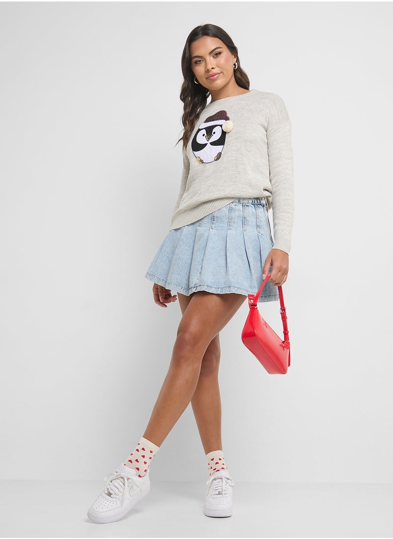 Ginger - Penguin Applique Sweater - Image 1