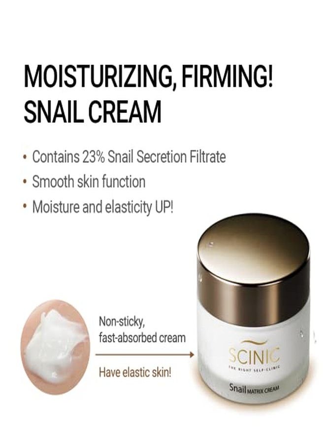 SCINIC - Snail Matrix Cream 1.69 Fl Oz (50M) | SuperMoist Cream For Skin Elasticity That Absorbs Quickly Without Stickiness | Moisturizing & Firming Snail Cream | Korean Skincare - Image 1