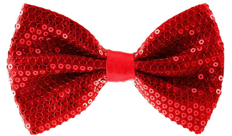 Man of Men Sequin Bow Ties for Men - Pre-tied Adjustable Length Bowtie, Many Colors to Choose From (Red) - Image 1