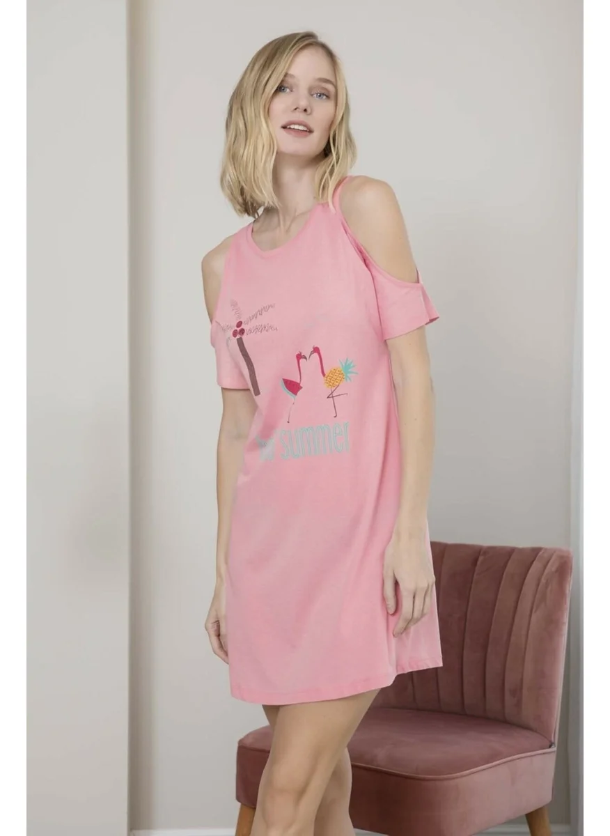Monamise 20067 100% Cotton Women's Nightgown-Pink