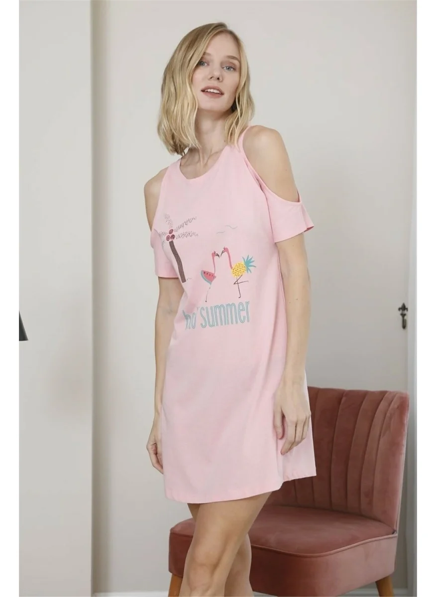 Monamise 20067 100% Cotton Women's Nightgown-Pink