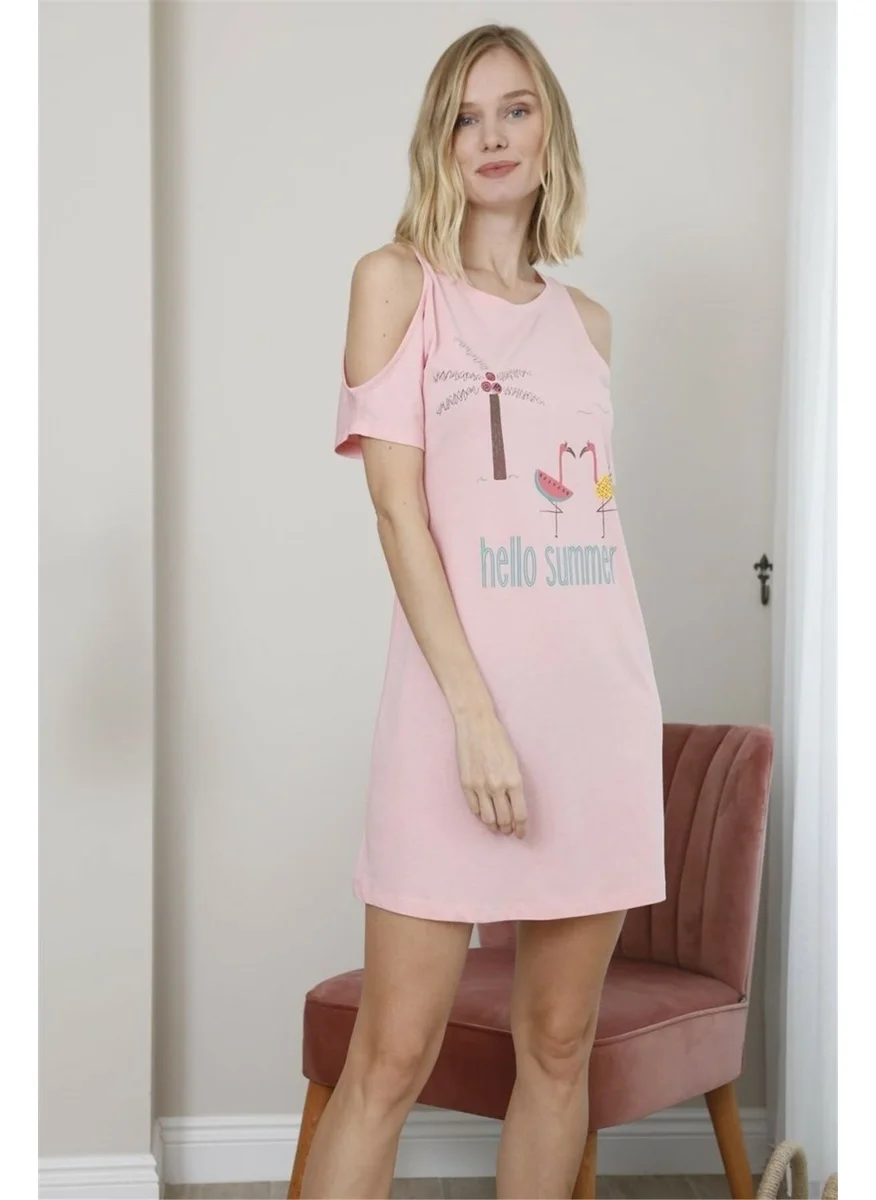 Monamise 20067 100% Cotton Women's Nightgown-Pink