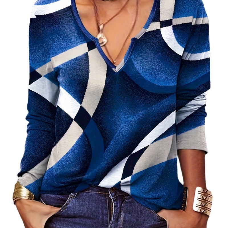 2025 Spring Loose Long Sleeve Flower Mang V-neck T-shirt Base Shirt Women's Wear - Image 5