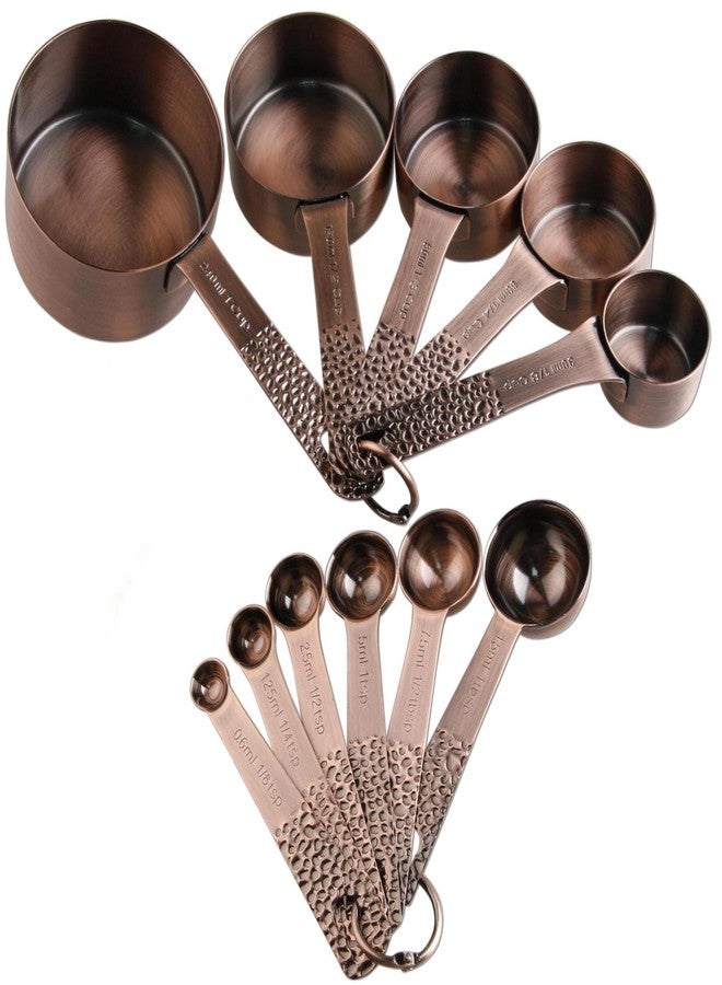 Viwehots Measuring Cups and Spoons Set, Copper Plated Measuring Cups and Spoons Set for Baking & Kitchen, Metric & US Measure Tools with 1/8, 1/4 Cup - Image 1