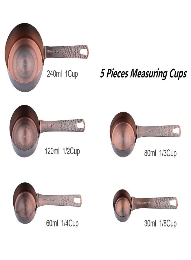 Viwehots Measuring Cups and Spoons Set, Copper Plated Measuring Cups and Spoons Set for Baking & Kitchen, Metric & US Measure Tools with 1/8, 1/4 Cup - Image 2