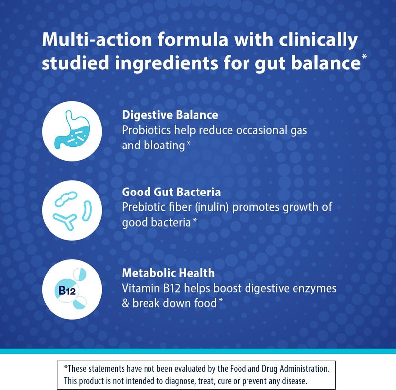 Florastor Digestive and Metabolic Support Probiotic Blend Prebiotic and Probiotic Gummies for MultiAction Digestive Health Care with Vitamin B12 56 Gummies - Image 5