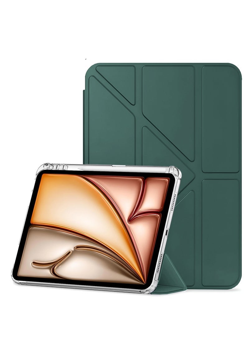 إلترازون Apple iPad Air 2025 (7th Generation) M3 13-Inch Case – Symmetry 360 Smart Folio Cover with Auto Wake/Sleep, Leather Texture Front, Transparent Back  Built-in Pen Holder – Dark Green - Image 2