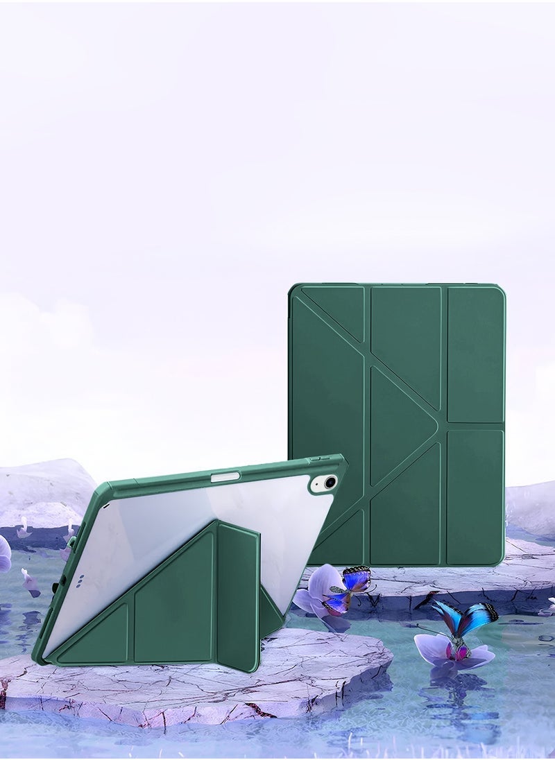 إلترازون Apple iPad Air 2025 (7th Generation) M3 13-Inch Case – Symmetry 360 Smart Folio Cover with Auto Wake/Sleep, Leather Texture Front, Transparent Back  Built-in Pen Holder – Dark Green - Image 1