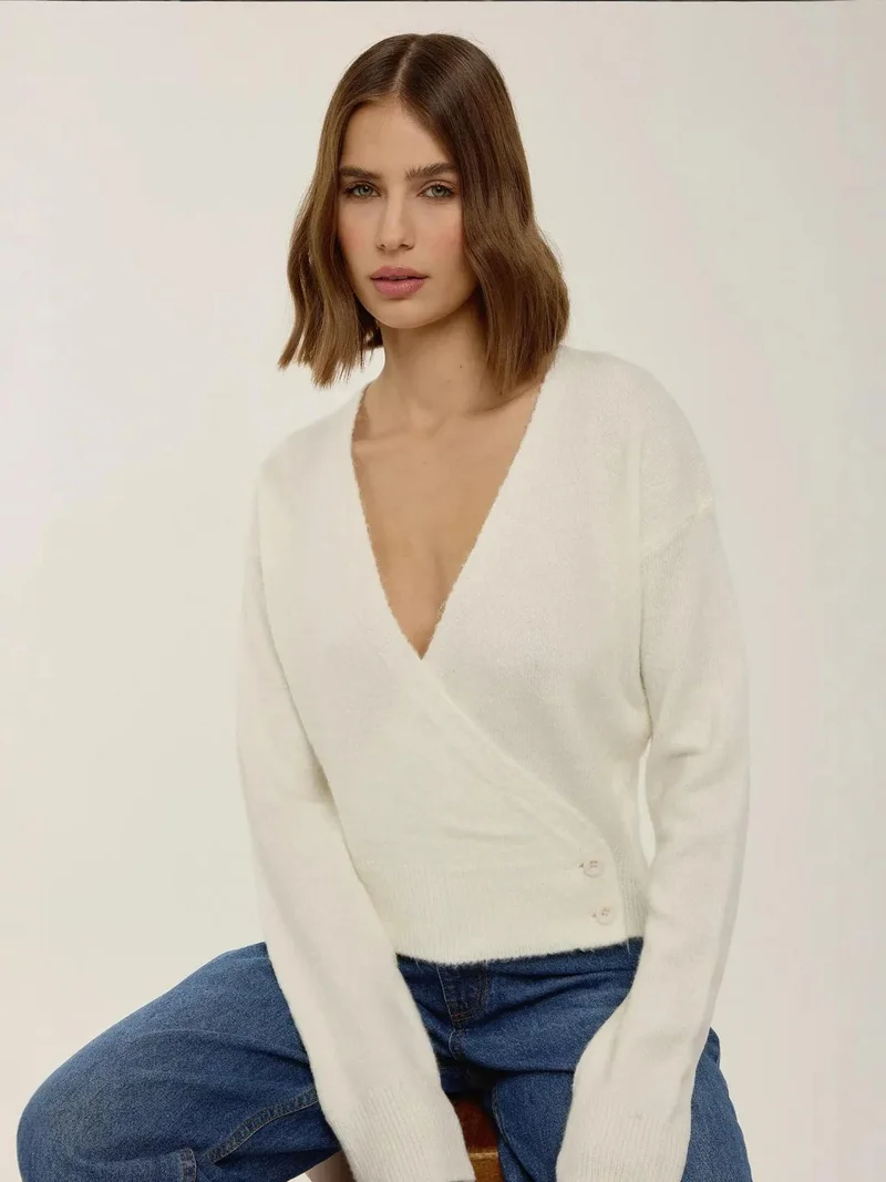 HICCUP V-Neck Buttoned Wrap Sweater