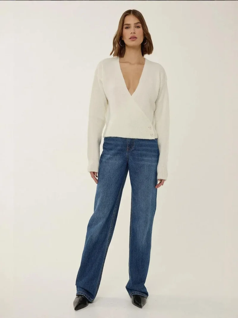 HICCUP V-Neck Buttoned Wrap Sweater