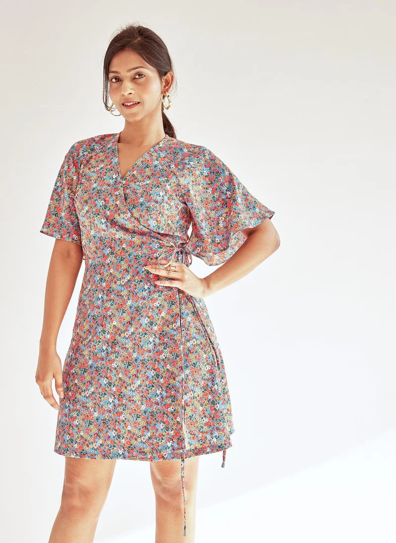 The Label Life The Label Life Women's Floral Print Wrap Mini Dress - Multicolour