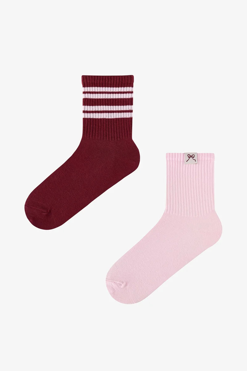 Penti PENTI Back Collage Striped Pair Crew Socks