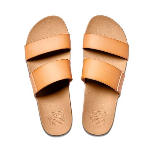 Reef Cushion Vista Womens Fashion Slide Sandal, Vegan Leather Strap, Ultra Soft Cushion Footbed, Natural, 8 - Image 4