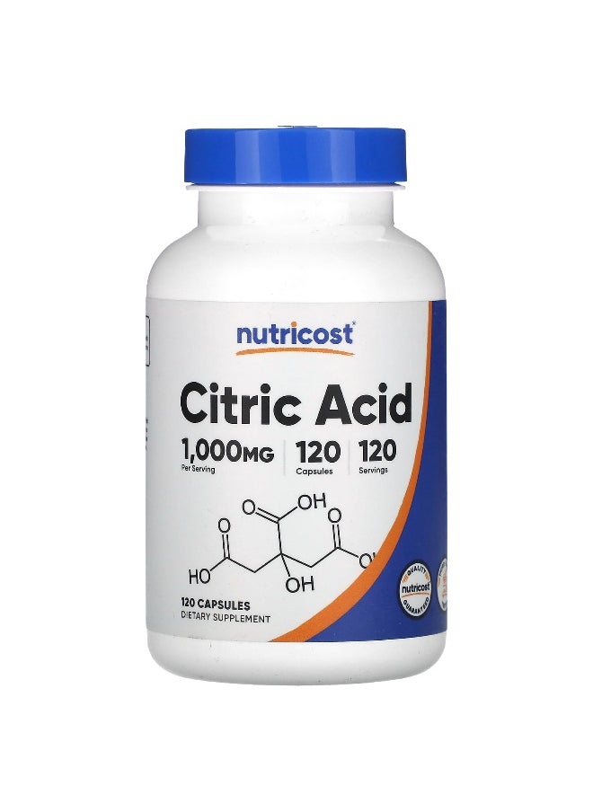 Nutricost Nutricost, Citric Acid, 1,000 mg, 120 Capsules  - Image 1