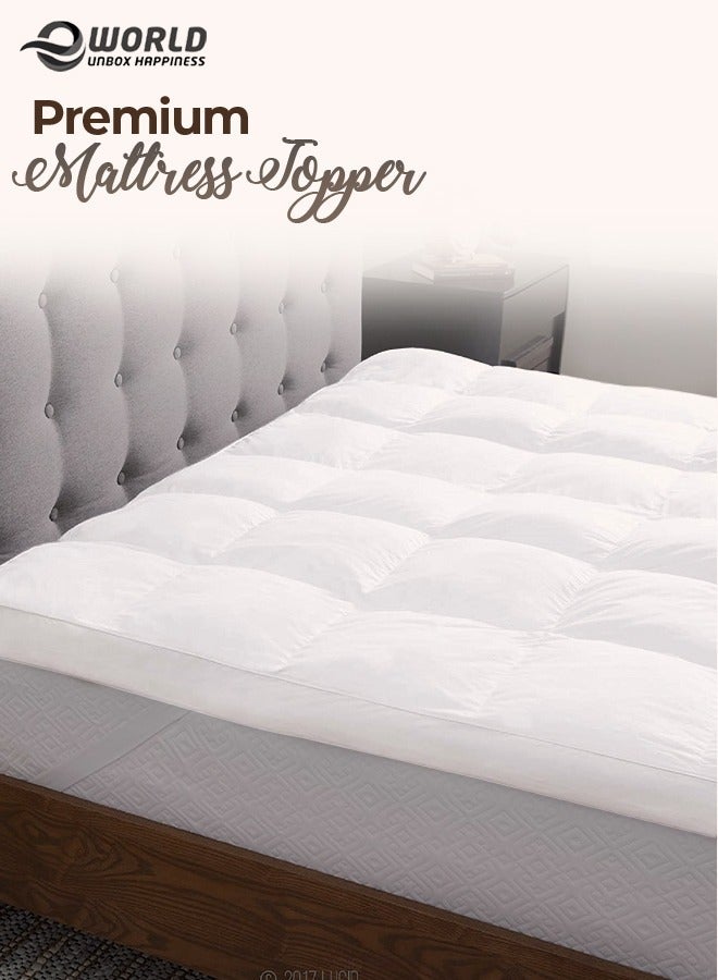 Eworld Double Mattress Topper Extra Soft Cotton and Fluffy Proctor for Bed, Hypoallergenic Microfiber Fabric  - Image 1