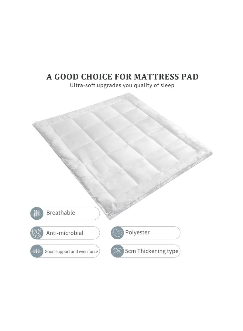 Eworld Double Mattress Topper Extra Soft Cotton and Fluffy Proctor for Bed, Hypoallergenic Microfiber Fabric  - Image 3