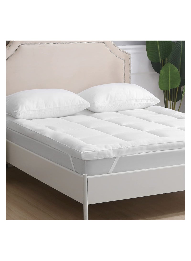 Eworld Double Mattress Topper Extra Soft Cotton and Fluffy Proctor for Bed, Hypoallergenic Microfiber Fabric  - Image 2