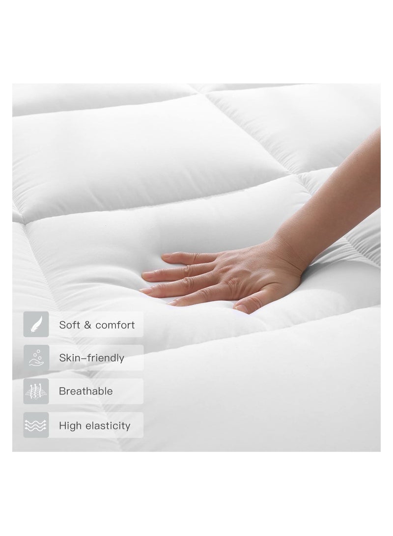 Eworld Double Mattress Topper Extra Soft Cotton and Fluffy Proctor for Bed, Hypoallergenic Microfiber Fabric  - Image 4