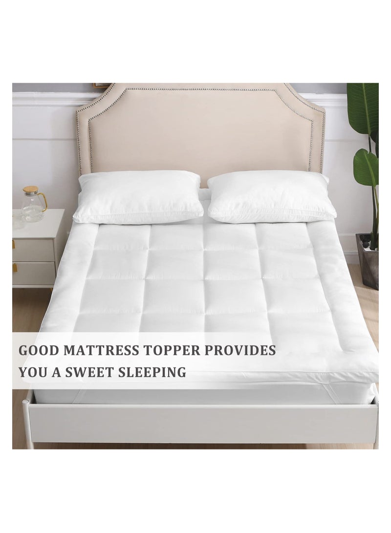 Eworld Double Mattress Topper Extra Soft Cotton and Fluffy Proctor for Bed, Hypoallergenic Microfiber Fabric  - Image 5