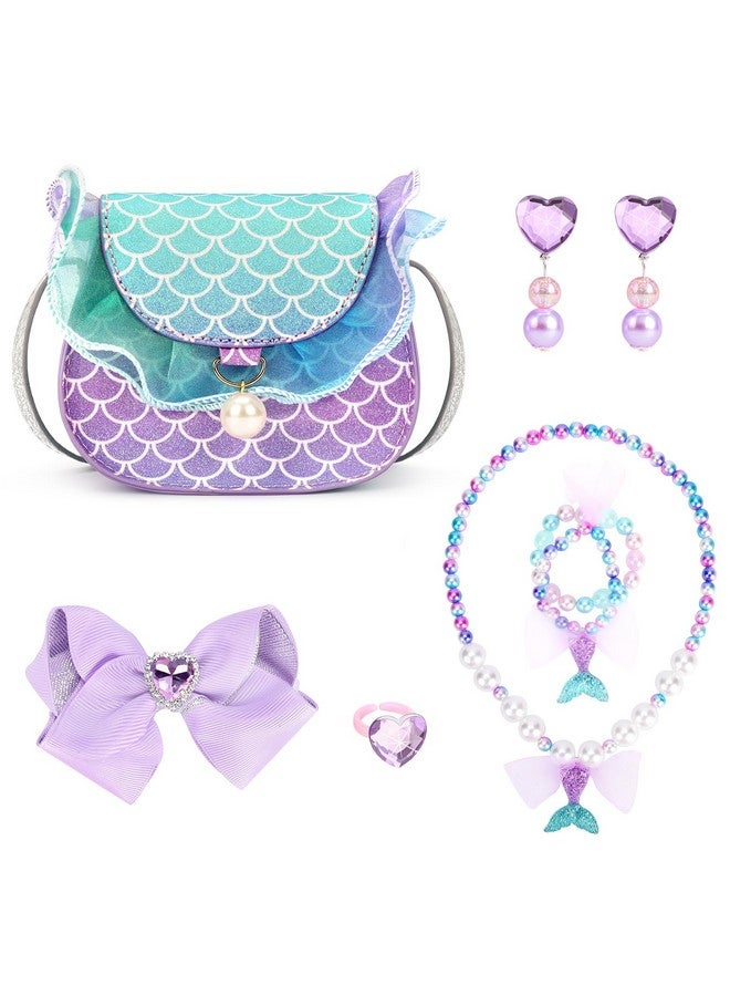 mibasies Toddler Purse For Little Girls Gifts For 3-8 Years Old With Dress Up Jewelry Pretend Play Accessories,Mermaid Girl Toys 4-5  - Image 2