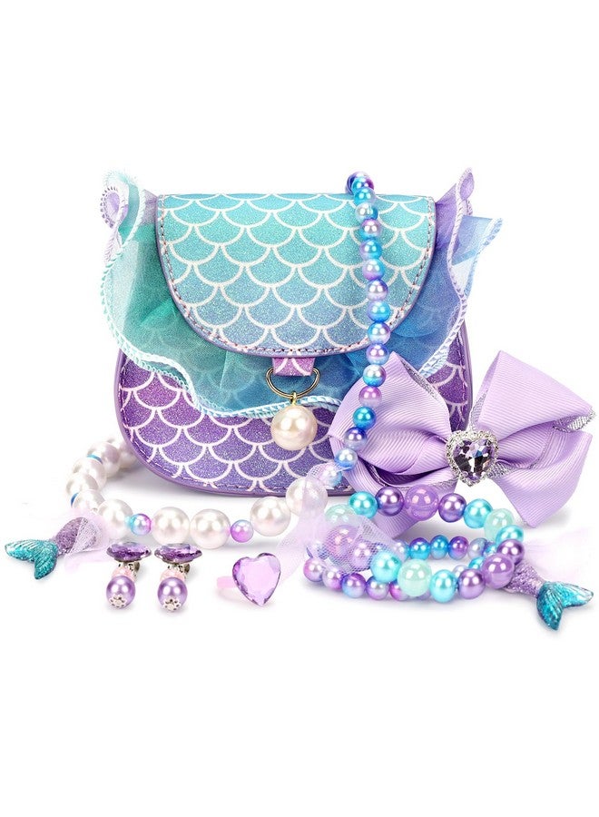 mibasies Toddler Purse For Little Girls Gifts For 3-8 Years Old With Dress Up Jewelry Pretend Play Accessories,Mermaid Girl Toys 4-5  - Image 1