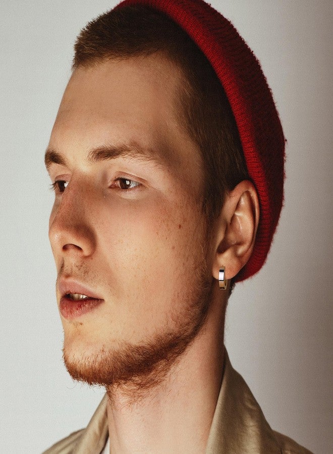 Jstyle 4 Pairs Hypoallergenic Stainless Steel Earrings For Sensitive Ears Simple Stud and Hoop Earrings Huggie Earring Set 18G, Small, Stainless Steel - Image 4