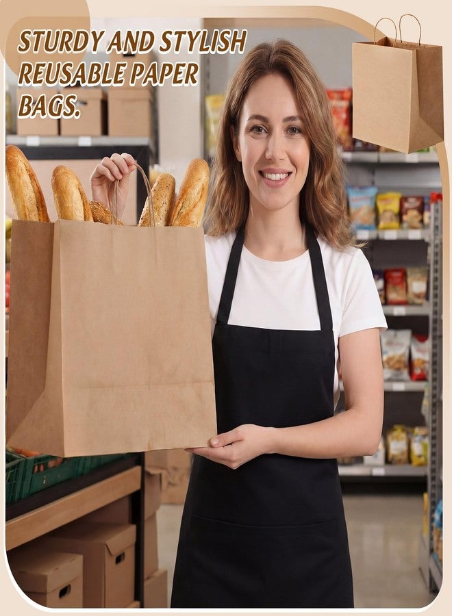 Marspark 40 Pack Brown Paper Bags with Handles, 12 x 8 x 13 Inch Extra Large Kraft Shopping Bags, 120 GSM Thick Wide Bottom, Holds up to 15 Lbs for Retail, Small Business, Bakery, Pastries & Gifts - Image 3