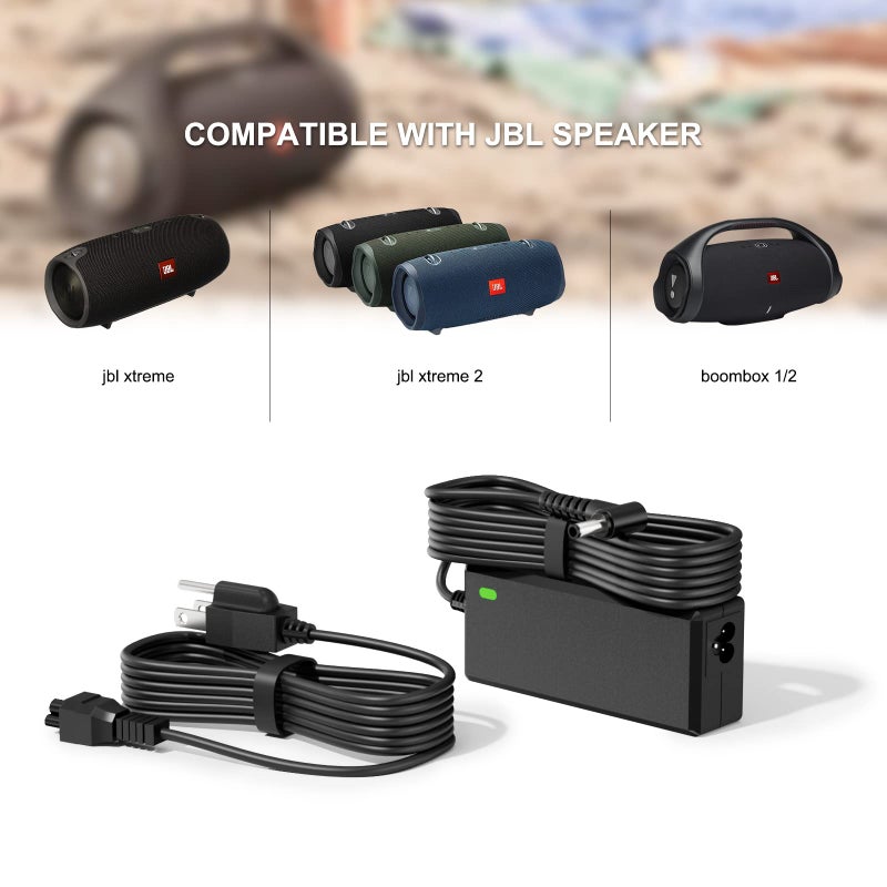VHBW 19V Replacment for JBL Xtreme 2 Charger Compatible with JBL Xtreme, Xtreme 2, Boombox 1/2, Extreme Portable Wireless Bluetooth Waterproof Speaker 8.8FT Replacment for JBL Speaker Power Cord - Image 3