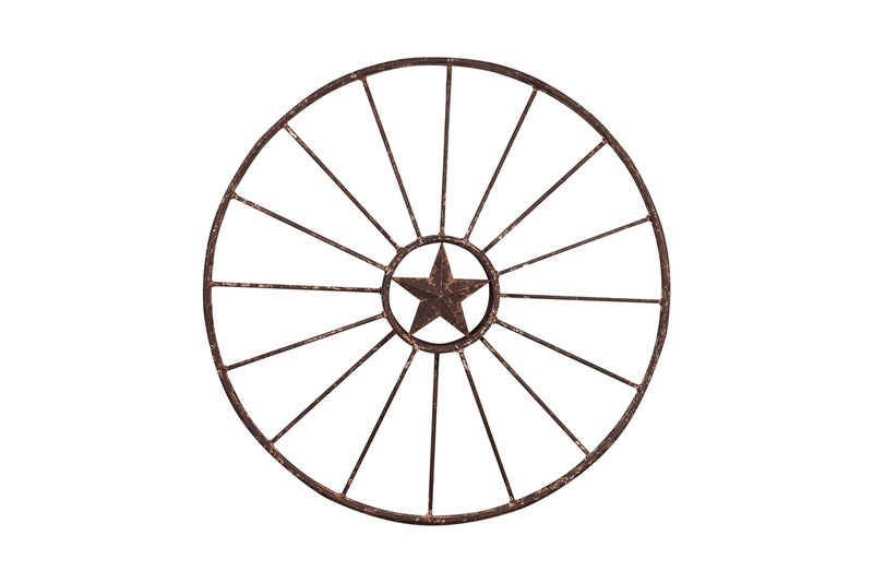 Creative CoOp Wagon Wheel with Star Wall Dcor