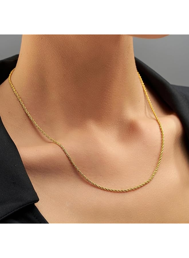Lifetime Jewelry 1Mm Rope Chain Necklace 24K Real Gold Plated For Women And Men - Image 3