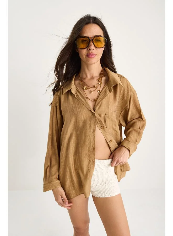 جينجر Linen Blend Oversize Shirt