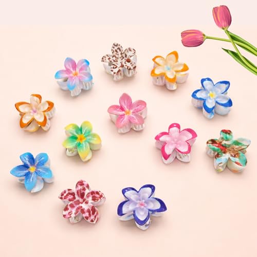 Cerrito 6 Pcs Small Flower Hair Claw Clips for Women & Girls – Colorful Durable Nonslip Clamps with Strong Hold for Thick & Thin Hair, Neutral Mini Hair Accessories for Everyday Styling (Multicolor) - Image 1
