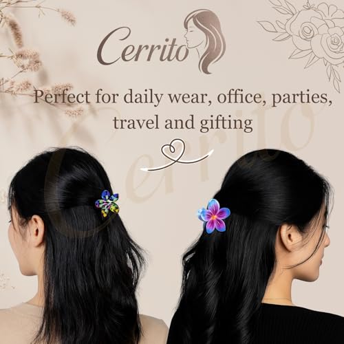 Cerrito 6 Pcs Small Flower Hair Claw Clips for Women & Girls – Colorful Durable Nonslip Clamps with Strong Hold for Thick & Thin Hair, Neutral Mini Hair Accessories for Everyday Styling (Multicolor) - Image 3