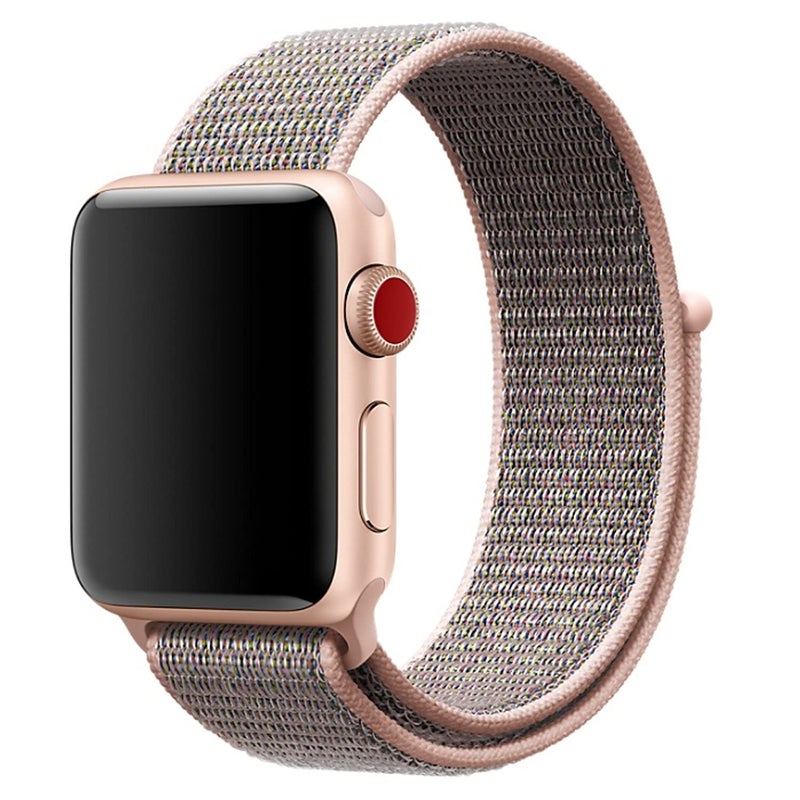 SKEIDO Nylon Sport Strap Compatible with Apple Watch Series 1–4 – 42/44mm Pink Sand Replacement Band - Image 1