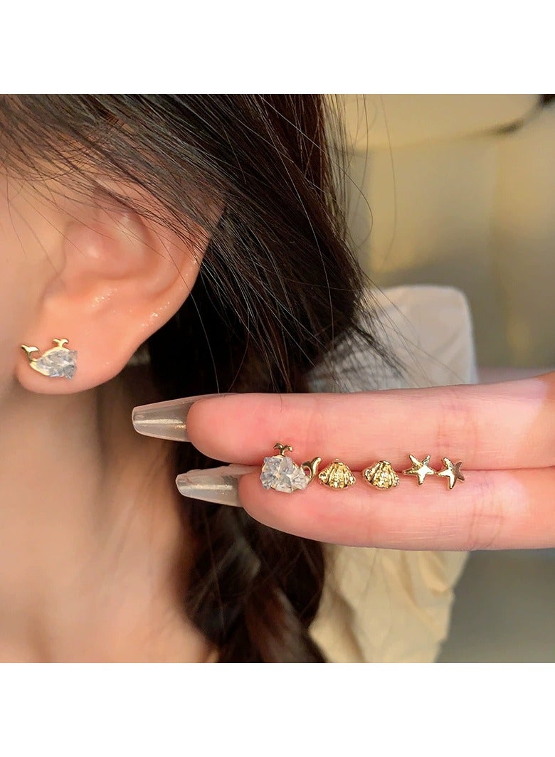 Goolsky 3-Pair Zircon Butterfly & Flower Stud Earrings Set – Dainty Luxury Jewelry for Women, 2024 New Elegant Design - Image 1