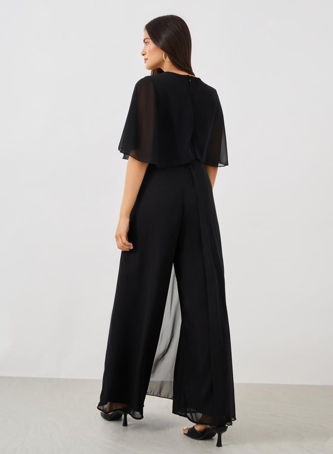 Styli Styli Solid Cape Sleeve Wide Leg Jumpsuit  - Image 5