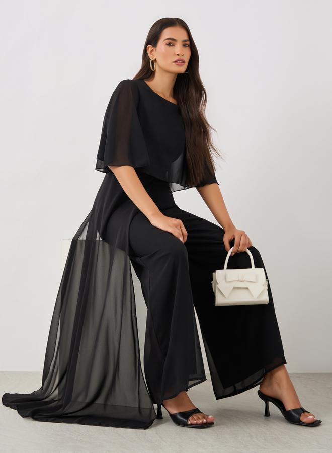 Styli Styli Solid Cape Sleeve Wide Leg Jumpsuit  - Image 1