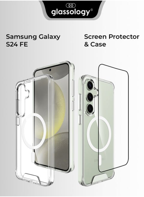 Samsung Galaxy S24 FE Clear Case & Screen Protector Bundle, Magnetic Clear Cover, Ultra-Slim, Shockproof & Scratch-Resistant Design