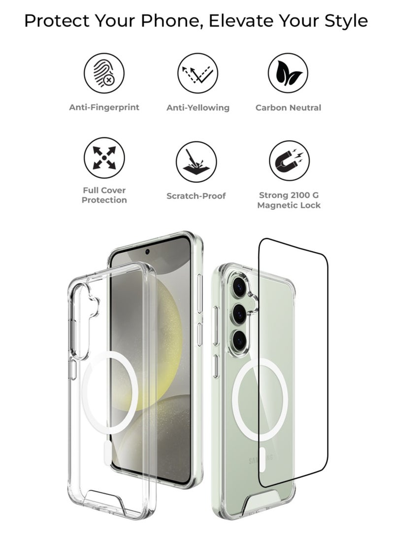 glassology - Samsung Galaxy S24 FE Clear Case & Screen Protector Bundle, Magnetic Clear Cover, Ultra-Slim, Shockproof & Scratch-Resistant Design - Image 1