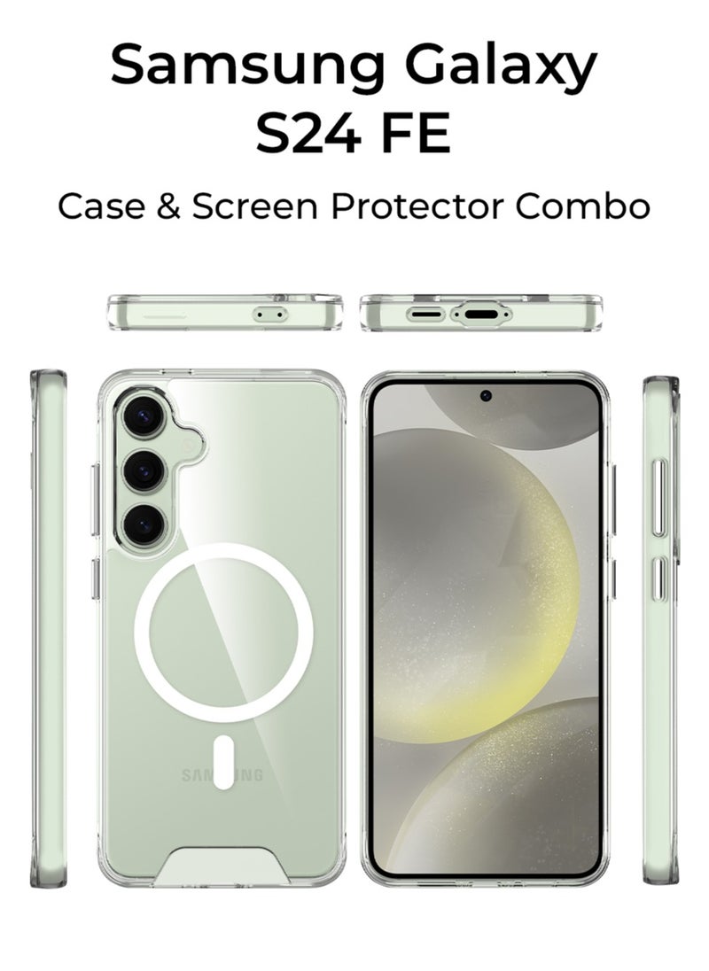 glassology - Samsung Galaxy S24 FE Clear Case & Screen Protector Bundle, Magnetic Clear Cover, Ultra-Slim, Shockproof & Scratch-Resistant Design - Image 1