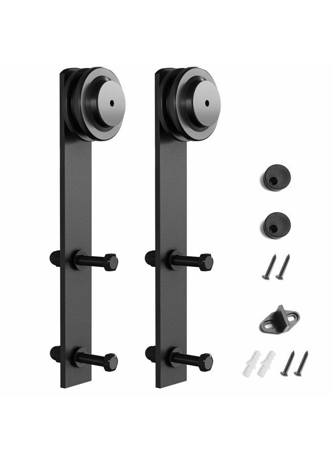SMARTSTANDARD Sliding Barn Door Hardware Hangers 2pcs (Black) (I Shape) - Image 1
