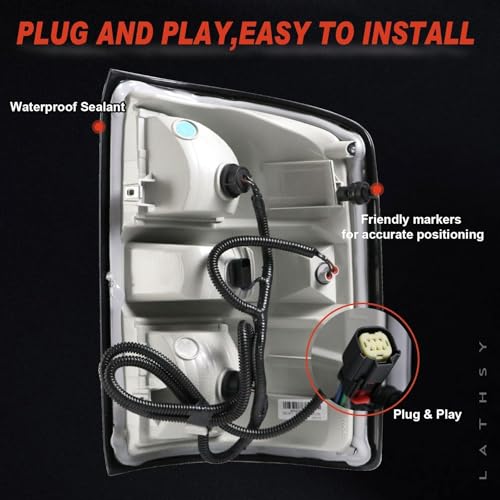 Lathsy Tail Light Compatible With 2016 2017 2018 2019 GMC Sierra 1500 2500HD 3500HD Taillights Taillamps Brakelights with Bulbs Left Driver Side Replace Part Number:84288724 Halogen - Image 3