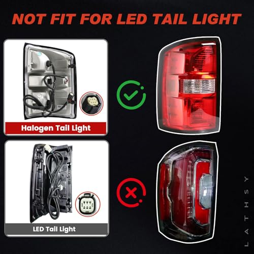 Lathsy Tail Light Compatible With 2016 2017 2018 2019 GMC Sierra 1500 2500HD 3500HD Taillights Taillamps Brakelights with Bulbs Left Driver Side Replace Part Number:84288724 Halogen - Image 5