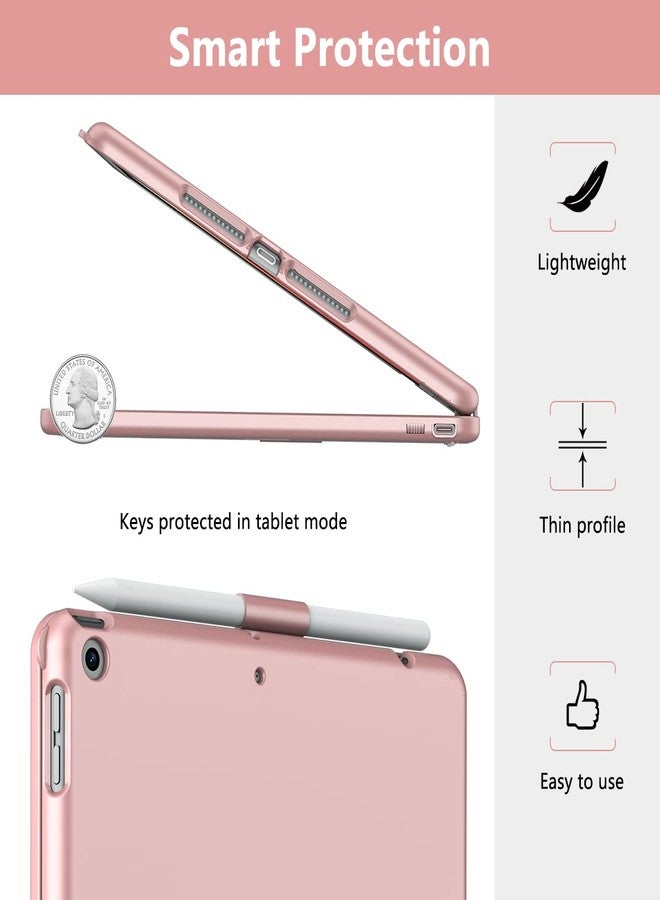 TQQ Touch for iPad 9th Generation Case with Keyboard (10.2", 2021), Multi-Touch Trackpad, 360° Rotatable Protective Cover for iPad Keyboard 9th/8th/7th Gen with Pencil Holder (Rose Gold) - Image 3