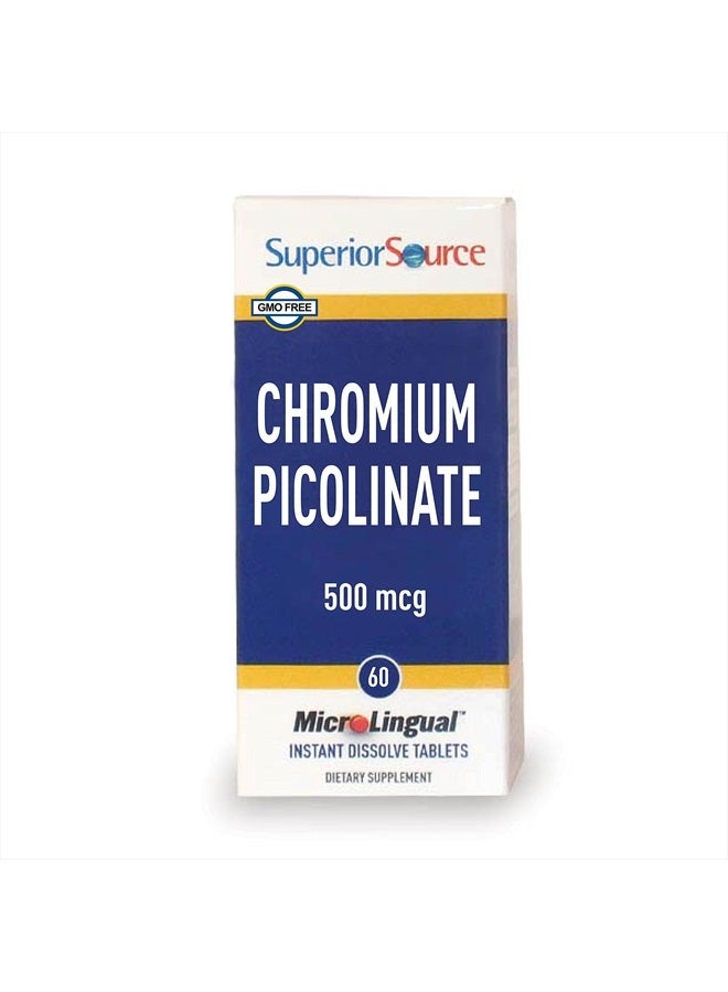 Superior Source Chromium 500 mcg, Quick Dissolve MicroLingual Tablets, 60 Count, Supports Healthy Metabolism and Weight Management, Blood Sugar Support, Non-GMO - Image 1