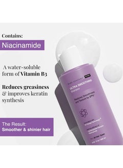 BARE ANATOMY Ultra Smoothing Shampoo For Dry And Frizzy Hair ; Restores Smoothing & Texture ; Sulphate & Paraben Free ; Powered By Carbohydrate Complex & Niacinamide ; Vegan ; For Men & Women ; 250Ml  - Image 5