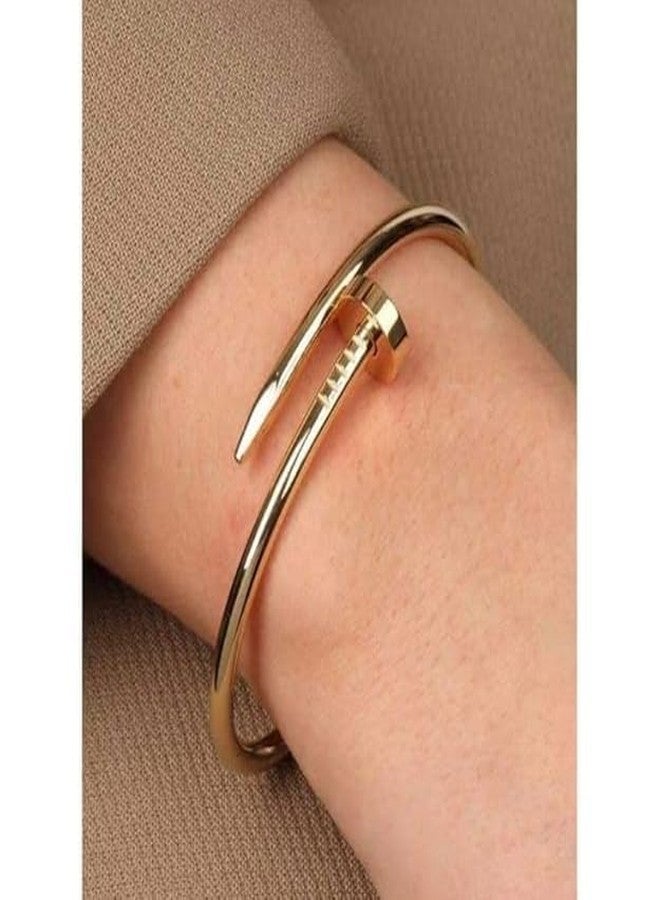 PRIME HOMES Nail Bracelet for Women | Premium Gold Plated Bracelet | Minimalist Designer Jewellery for Daily & Party | - Image 4