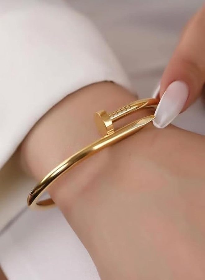 PRIME HOMES Nail Bracelet for Women | Premium Gold Plated Bracelet | Minimalist Designer Jewellery for Daily & Party | - Image 3