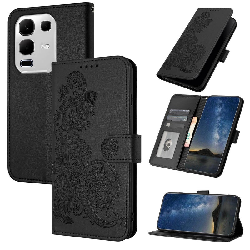 erorex For Infinix Note 50s Datura  Embossed Flip Leather Phone Case(Black) - Image 1